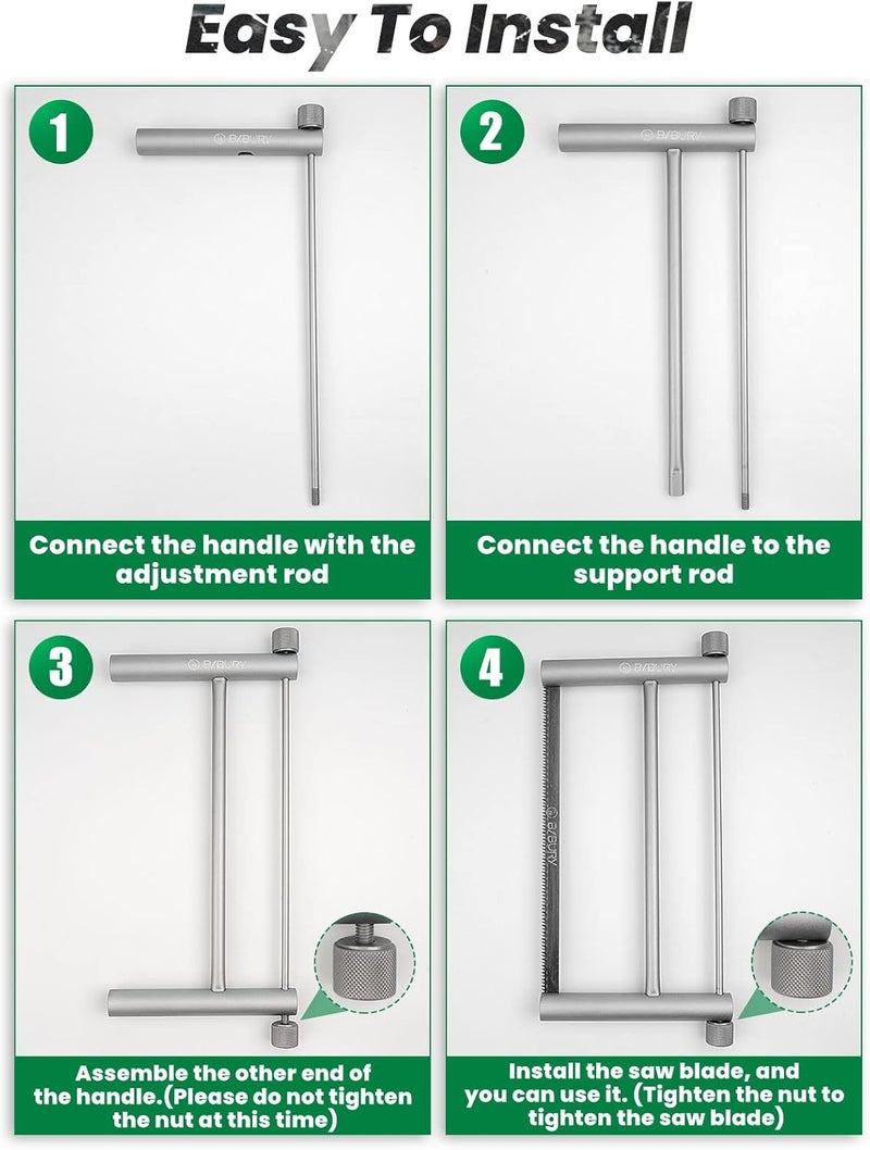 BIBURY Folding Hand Saw Outdoor Survival Tools, Portable Folding Wood Saw with 2pcs Replaceable 12.4” Blade & Buckle Cloth Bag, Aluminium Alloy Camping Pruning Tree Hand Saw for Gardening - Image 3